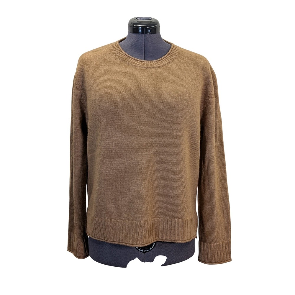 Jenni Kayne Everyday Sweater Womens M Camel Wool Cashmere Blend Crewneck
